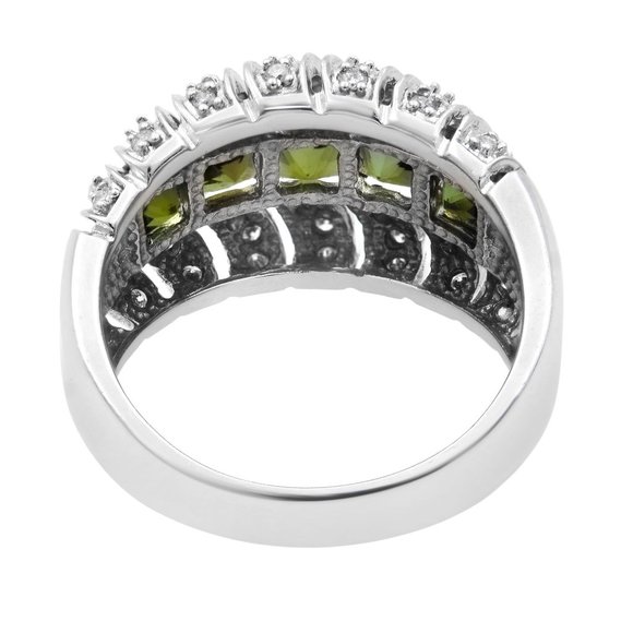Tourmaline 3.00cttw and Diamond 0.35cttw Thick Band Ring 14k White Gold Size 7 - Picture 5 of 7